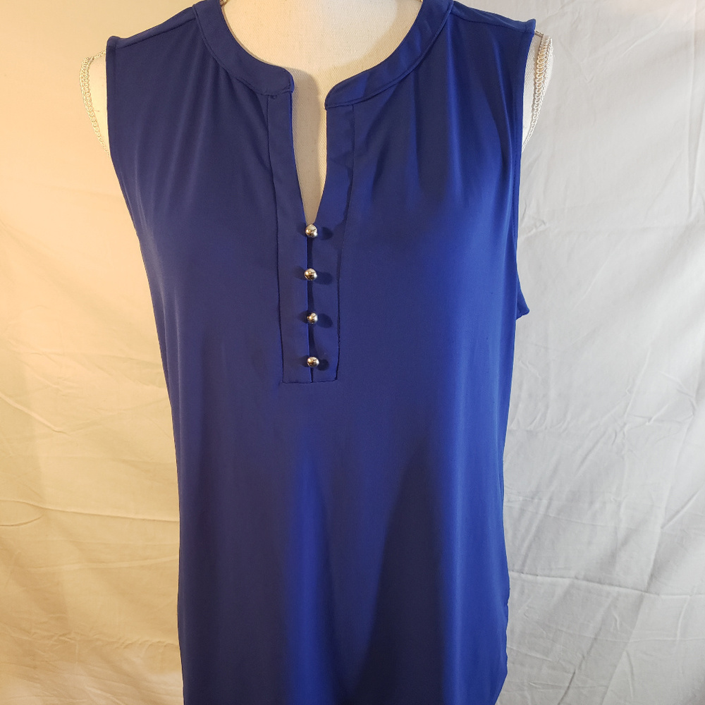 Dana Buchman Slvless Blue Blouse L